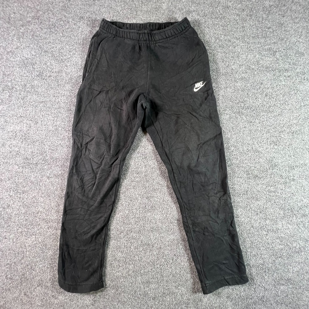 Nike Sweatpants Mens Small Black Fleece Straight Leg Drawstring Athletic Workout